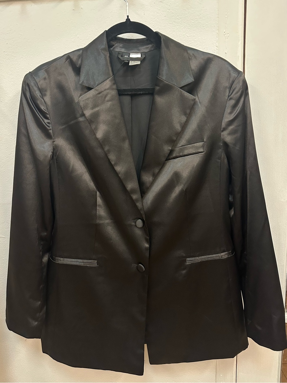 H&M Black Satin Tailored Blazer Jacket